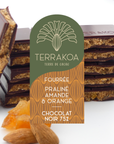 Tablette Fourrée  Noir 75 % "Praliné à l'ancienne" Amande et Orange Confite